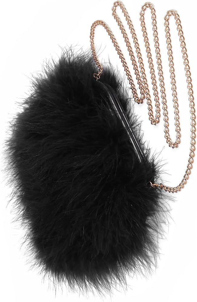 sioglam Marabou Feather Clutch Evening Bag Fur Purse Handbag for Women | Amazon (US)