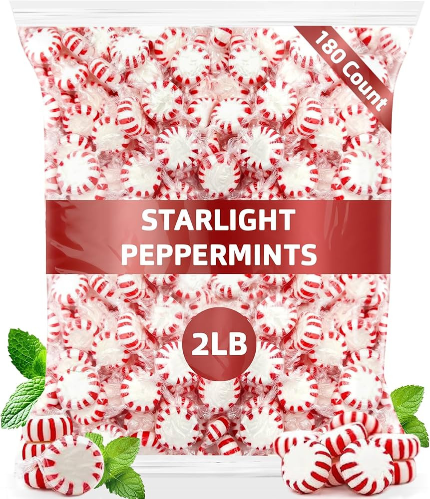 Bulk Starlight Peppermints Hard Candy – Approx. 180 Pieces, 2 lb Bag – Individually Wrapped P... | Amazon (US)