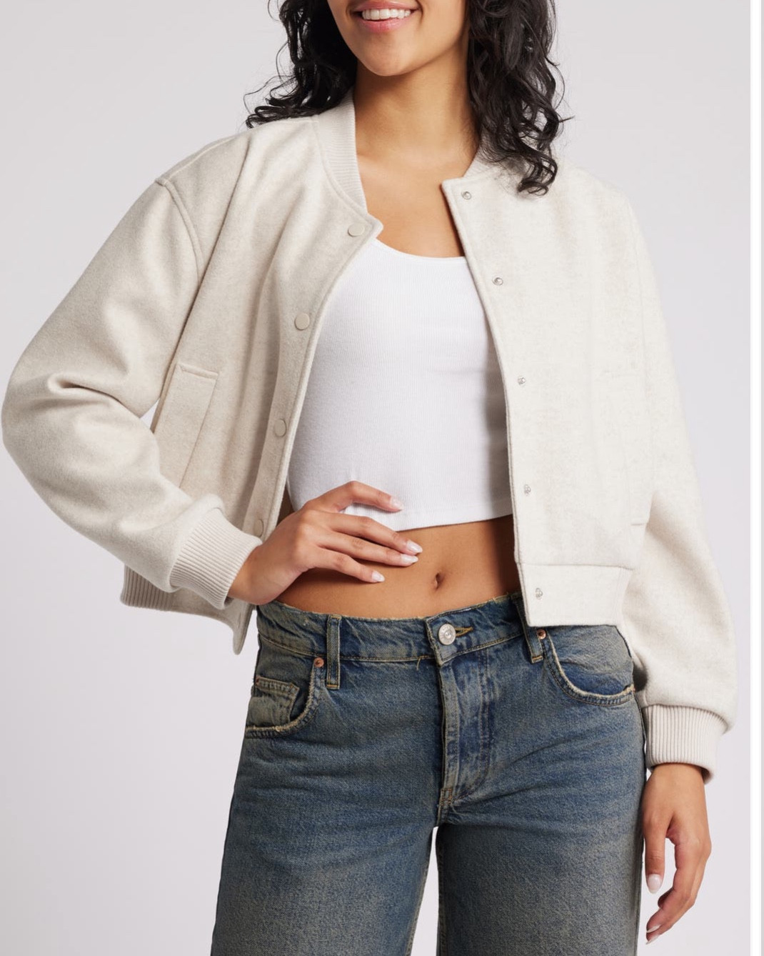 Quiet a luxury without the expensive price tag - chic classic bomber jacket - looks expensive but only $69 and goes on sale often!!! @ Nordstrom by All in favor in color oatmeal comes in PINK💖 too 
#bomberjacket #oldmoney #quietluxury

#LTKautumn #LTKFindsUnder100 #LTKStyleTip
