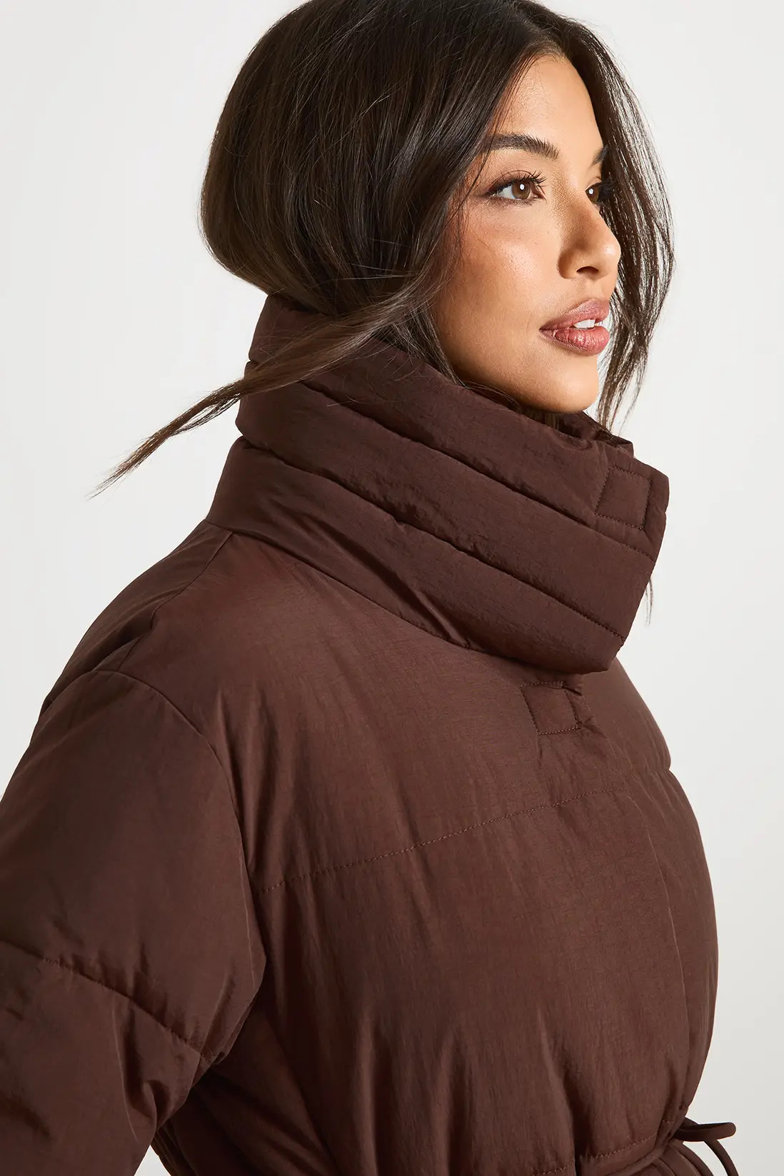 Tie Detail Maxi Puffer Coat | boohoo (US & Canada)