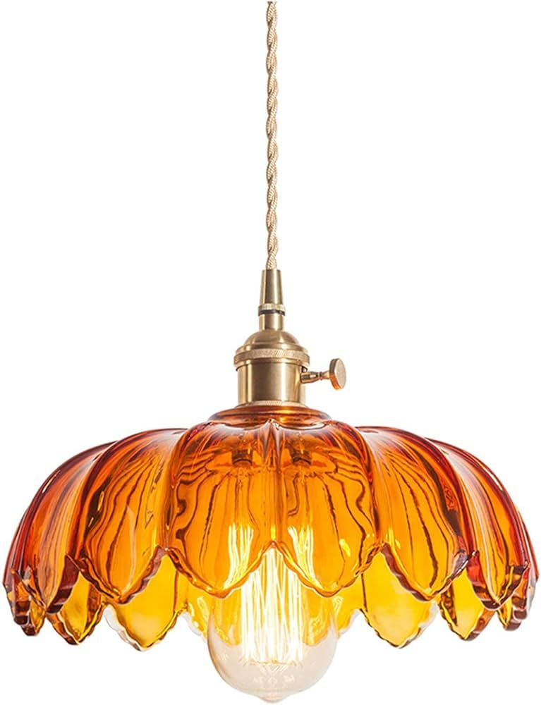 S-Cevada Farmhouse Glass Lotus Pendant Lighting Industrial Vintage Loft Bar Ceiling Hanging Lamp ... | Amazon (US)