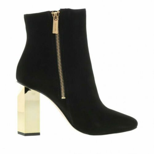 Women Boots Michael Kors Petra Bootie Gold Heel Black Suede 40R0PEHESS Size 11 M  | eBay | eBay US