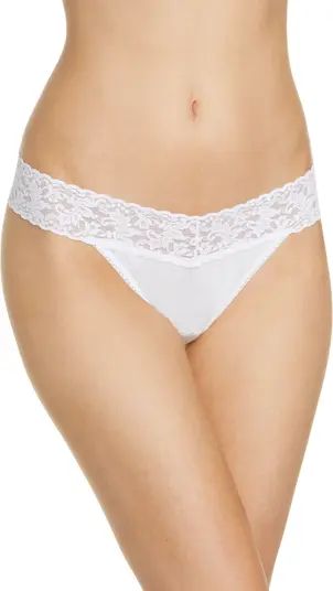 Mid Rise Lace Trim Thong | Nordstrom