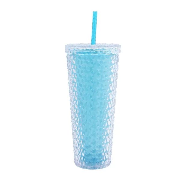 Mainstays 26-Ounce Acrylic Color Changing Textured Tumbler with Straw, Teal - Walmart.com | Walmart (US)