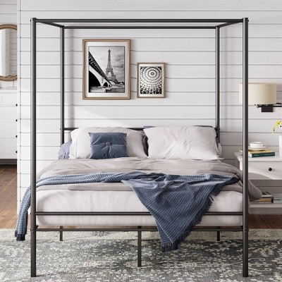Zinus Queen Seguro Canopy Metal Platform Bed Frame Black: Contemporary Style, Steel Construction, No Box Spring Needed | Target