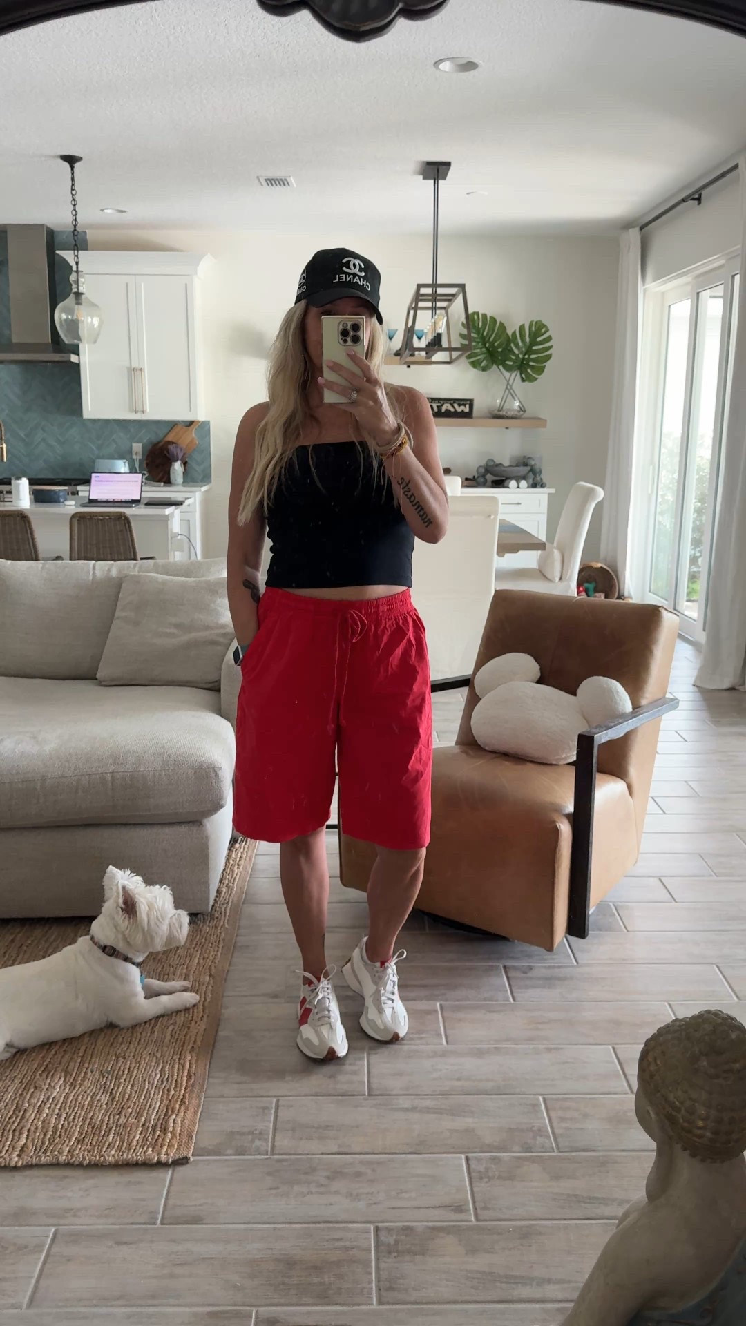 Free People Sailor Linen shorts, I’m wearing a size XS in these and tie the waist pretty snug. Very comfy! Paired with a Maeve by Anthropologie tube top, I wear a medium in this mainly because the top area with the gummy adhesive is snug and to accommodate chest size I do a medium. I have this in 3 colors it’s a great staple! And my ever popular always asked about New Balance 327! 

#LTKFindsUnder100 #LTKShoeCrush #LTKFindsUnder50