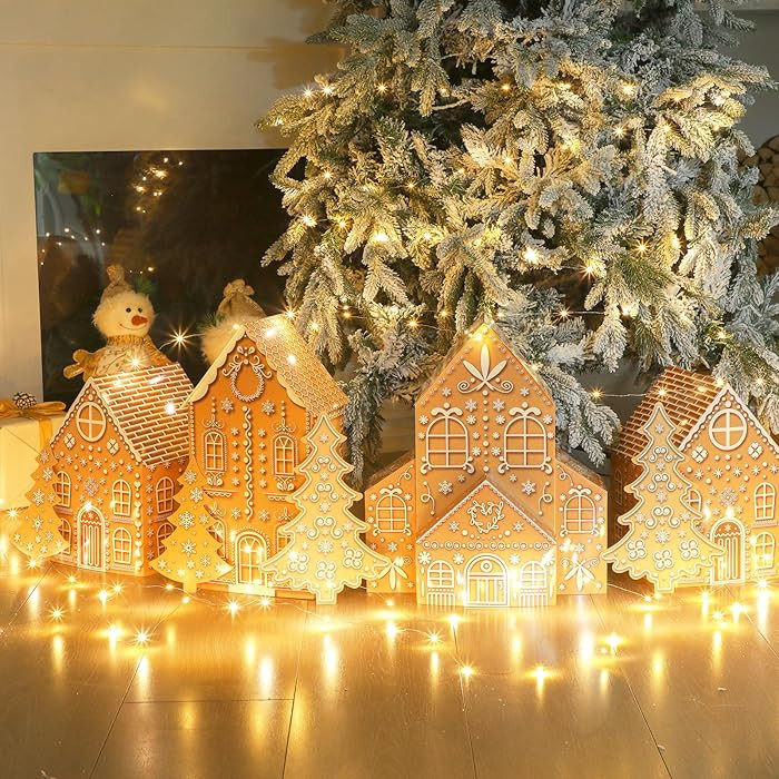 Ctosree Large Christmas Gingerbread Houses Kit Cardboard Gingerbread House with Christmas Trees L... | Amazon (US)