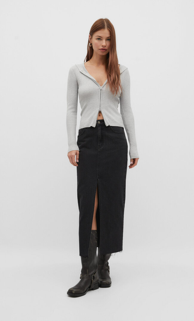 Long denim comfortable skirt | Stradivarius (UK)
