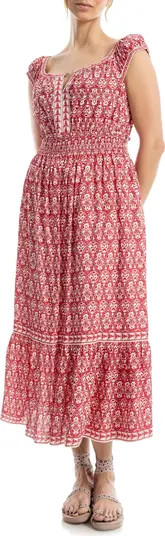 MAX STUDIO Floral Tiered Cotton Blend Midi Dress | Nordstromrack | Nordstrom Rack