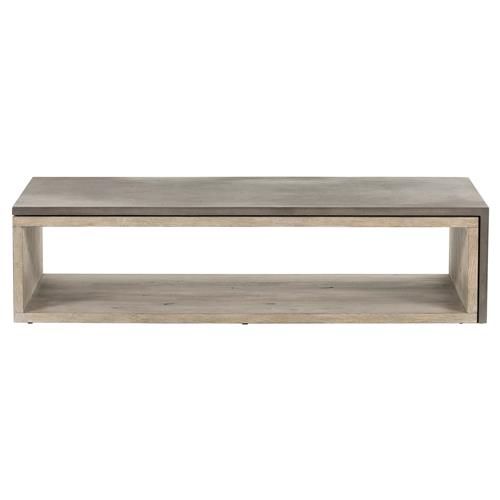 Jasper Industrial Loft Grey Faux Concrete Oak Wood Rectangular Coffee Table | Kathy Kuo Home