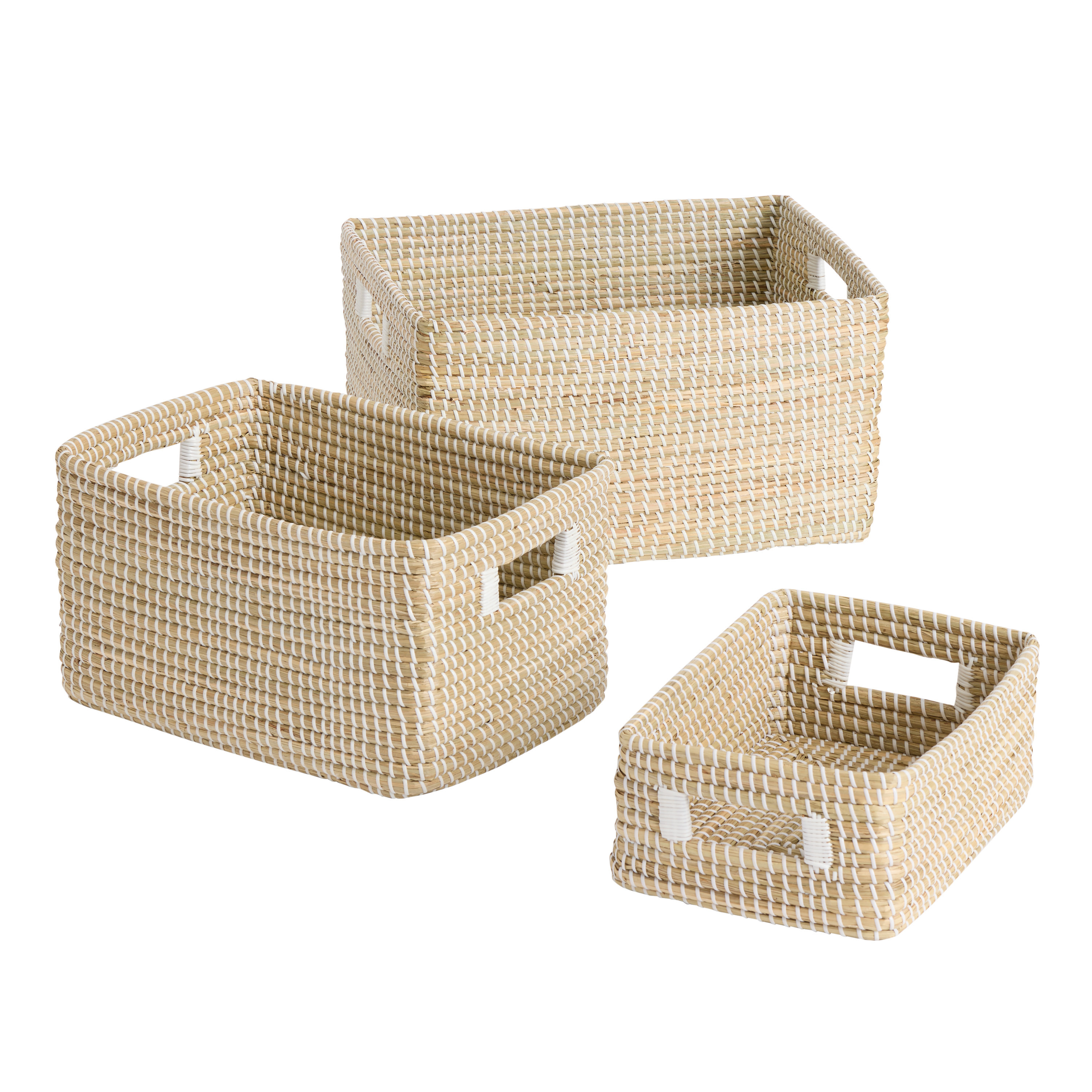 Adira White and Natural Seagrass Utility Basket | World Market