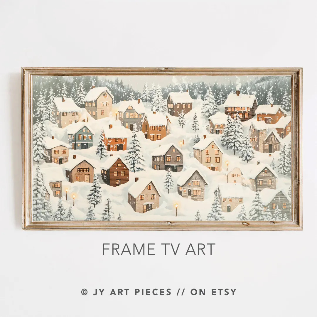 Christmas Oil Painting, Christmas Frame TV, Christmas Village TV Art, Samsung Frame TV Art, Chris... | Etsy (US)