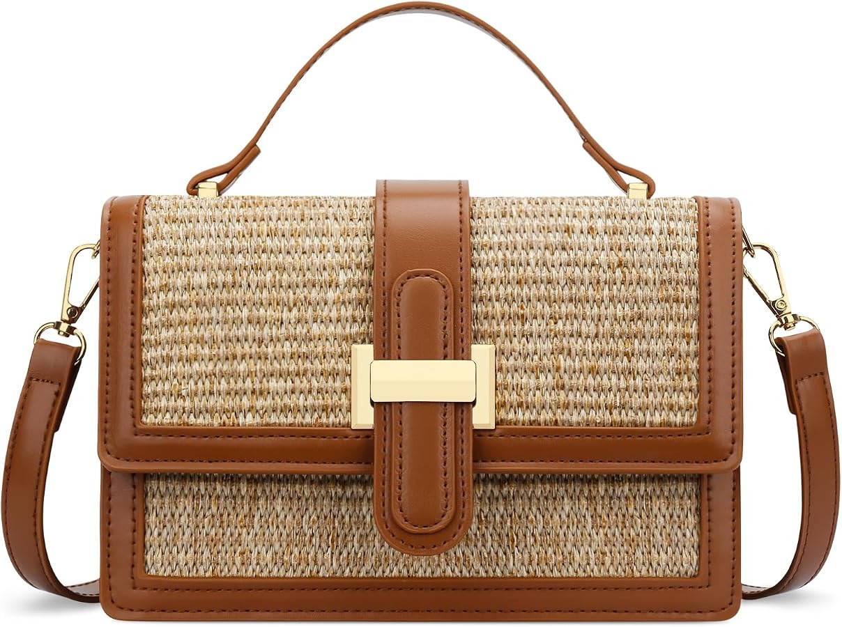 KKXIU Top Handle Straw Crossbody Bags for Women, Summer Straw Purses and Handbags Shoulder Clutch... | Amazon (US)