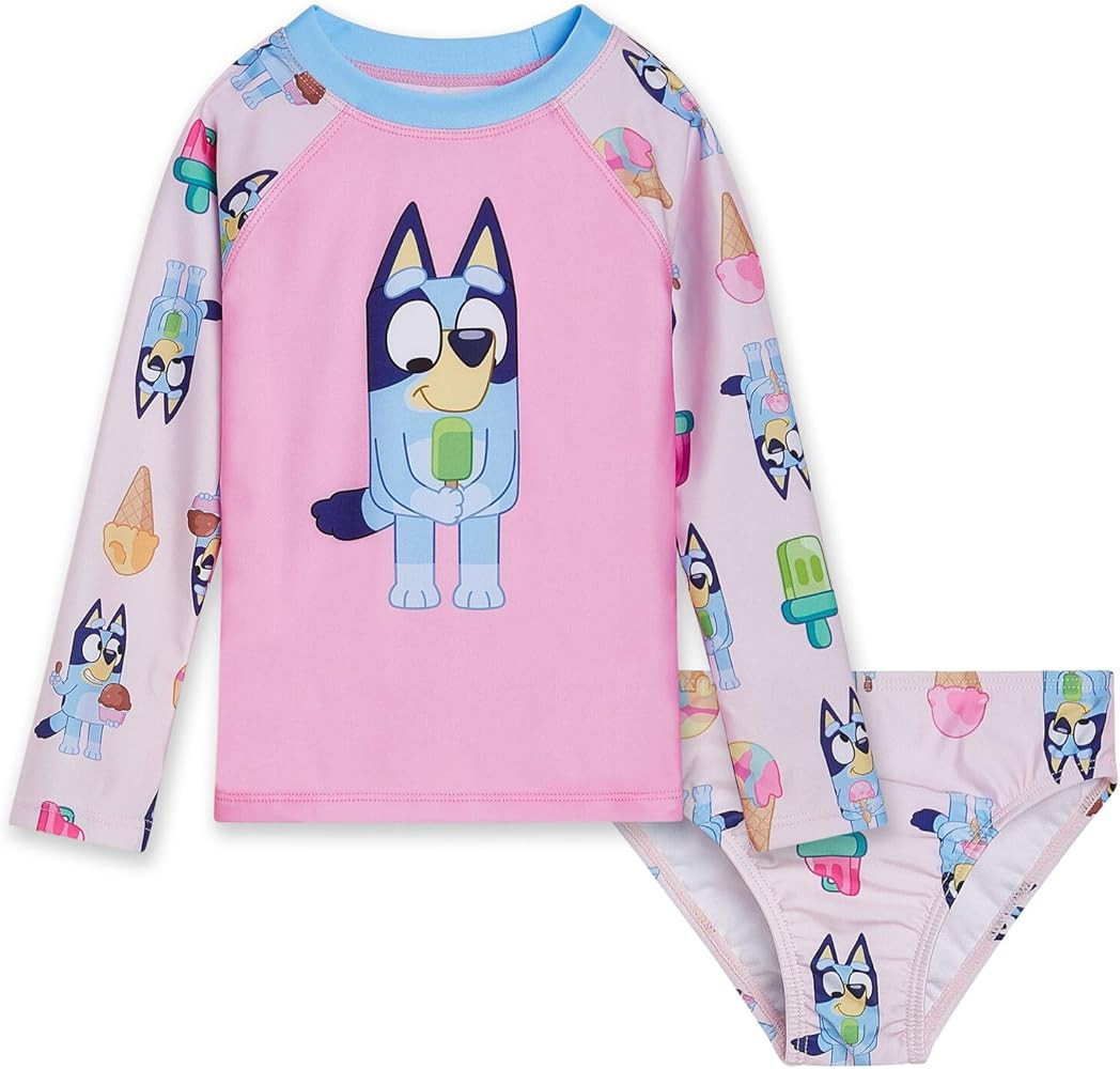 Bluey Girls UPF 50+ Rash Guard and Bikini Bottom Toddler to Big Kid Sizes (2T - 10-12) | Amazon (US)