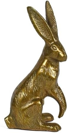 Standing Bunny Rabbit 7" Cast Metal Figurine, Antique Brass | Amazon (US)