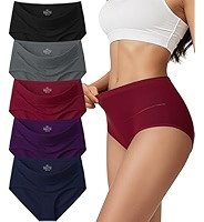 Vevmon Cotton Underwear for Women High Waisted Full Coverage Briefs Soft Ladies Panties 5 Pack | Amazon (US)