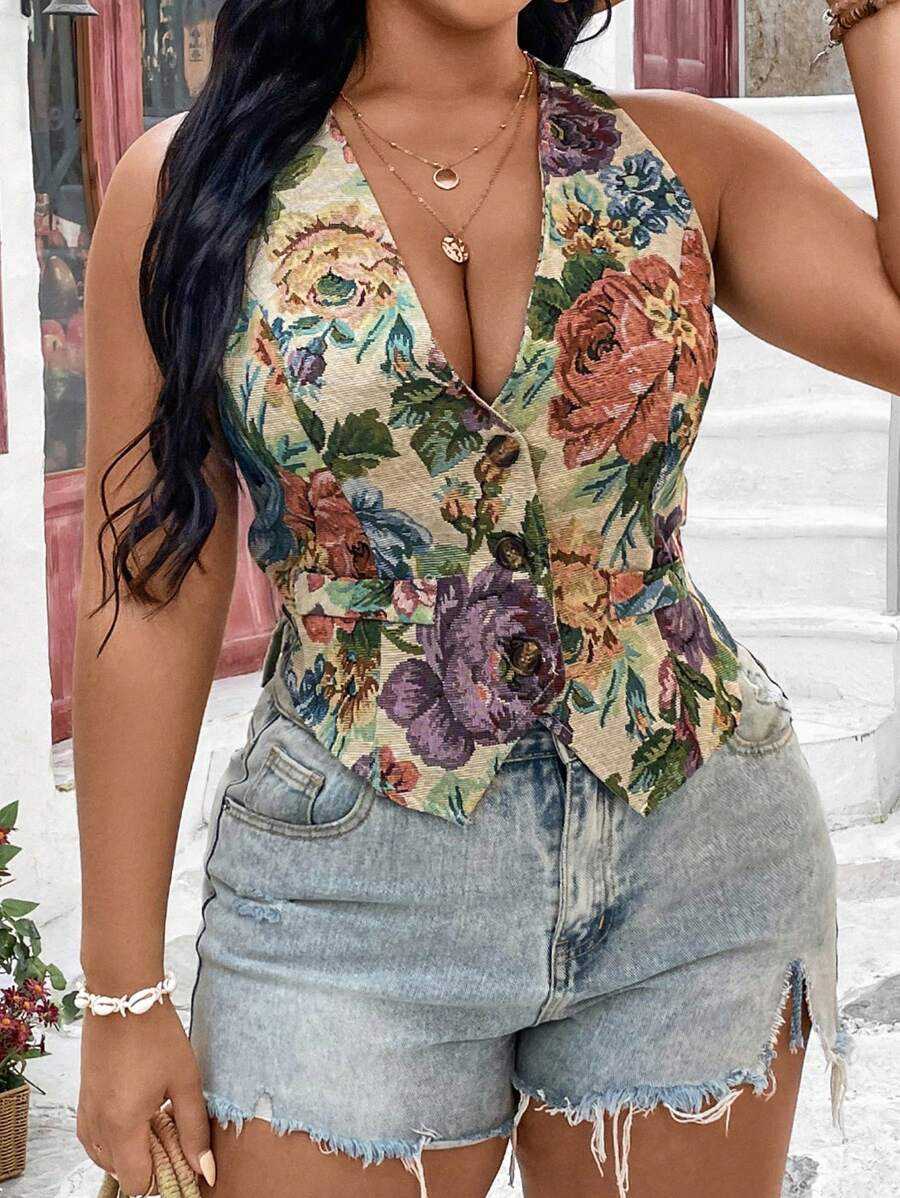 Home/Women Apparel/Women Plus Clothing/Plus Size Suits/Plus Size Blazers/Franclia Plus Size Women... | SHEIN