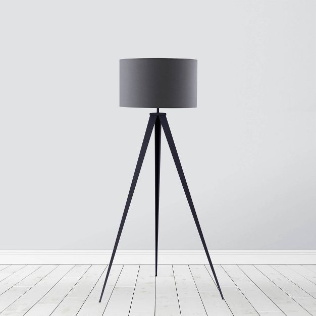Allora Mid-Century Modern Tripod Floor Lamp with Drum Shade - Teamson Home | Target