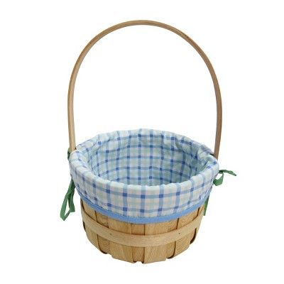 9&#34; Chipwood with Liner Easter Decorative Basket Cool Blue Plaid  - Spritz&#8482; | Target