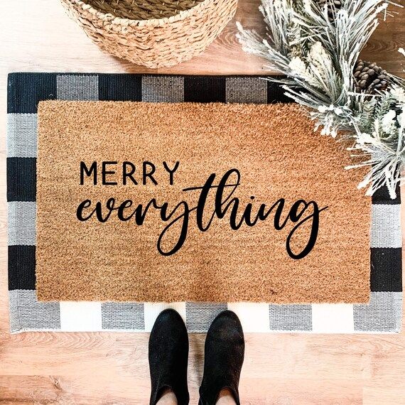 Merry Everything Welcome Mat, Holiday Doormat, Welcome Mats, Christmas Welcome Mat, Holiday Welco... | Etsy (US)
