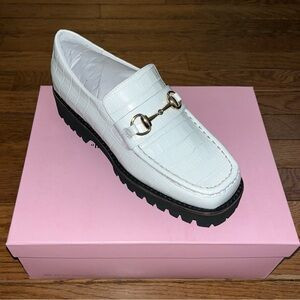 INTENTIONALLY BLANK White Leather HK2 Loafers Croc Embossed Lug Sole Women’s 5 | Poshmark