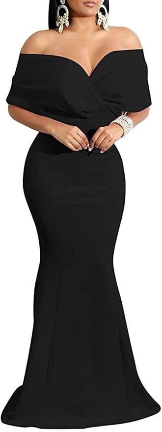 Formal Dresses for Women Cocktail Sexy Off Shoulder Floor Length Long Evening Party Dress with Zi... | Amazon (US)