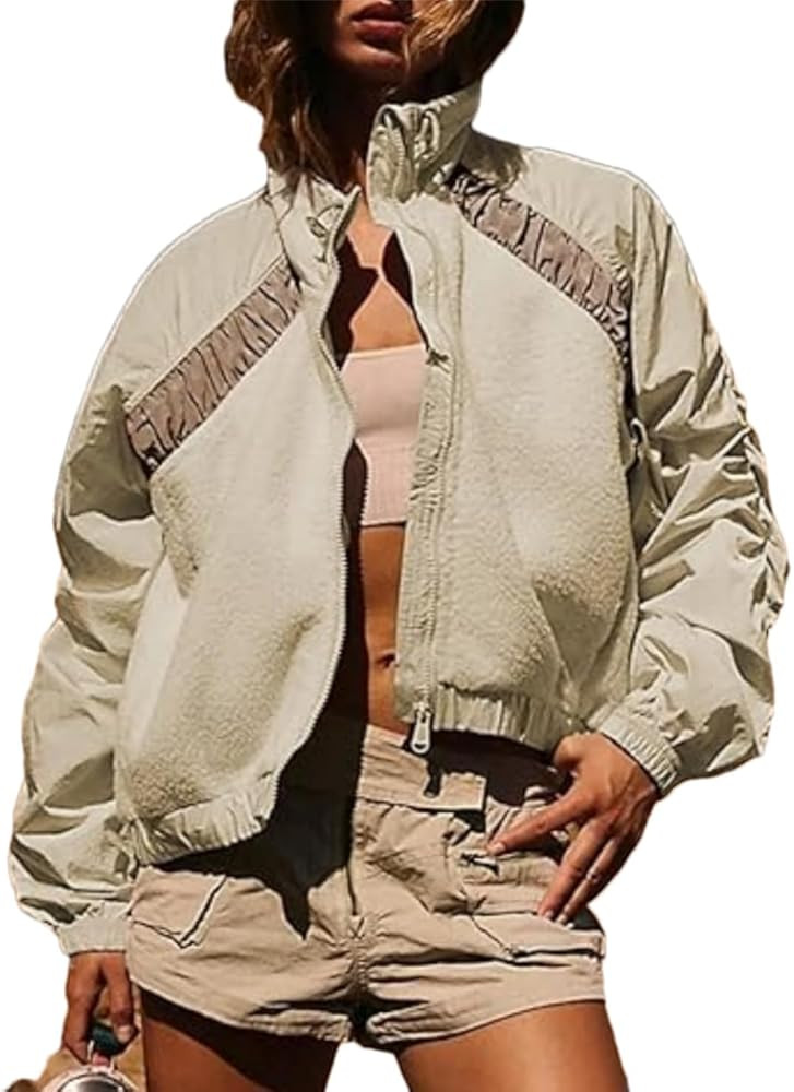 Womens Fuzzy Fleece Jacket Zip Up Long Sleeve Sherpa Jackets Fall Winter Coat Outerwear with Pock... | Amazon (US)