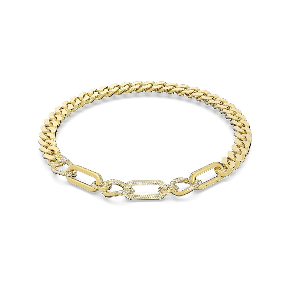 Swarovski Dextera Necklace, Statement, Mixed links, White, Gold-tone Finish | Amazon (US)