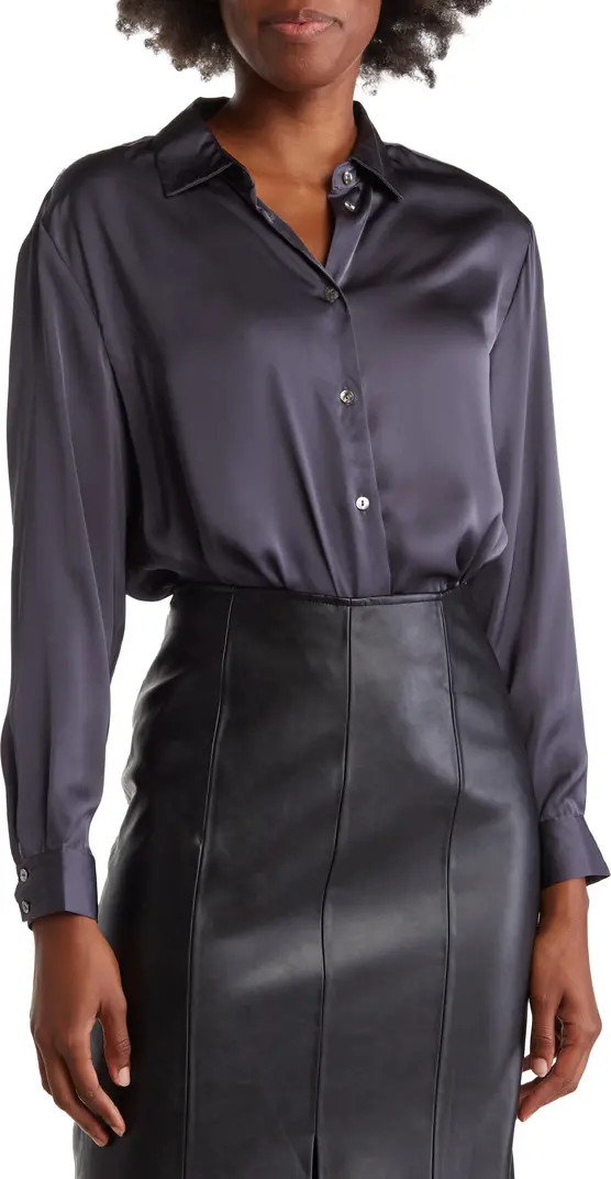 Long Sleeve Satin Button-Up Blouse | Nordstrom Rack