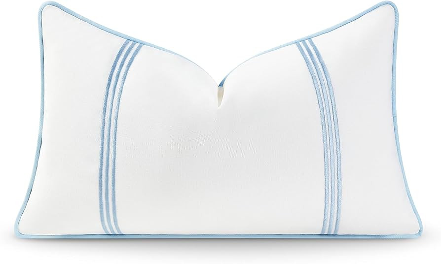 Hofdeco Premium Coastal Hampton Style Patio Indoor Outdoor Lumbar Pillow Cover Only, 12"x20" Wate... | Amazon (US)