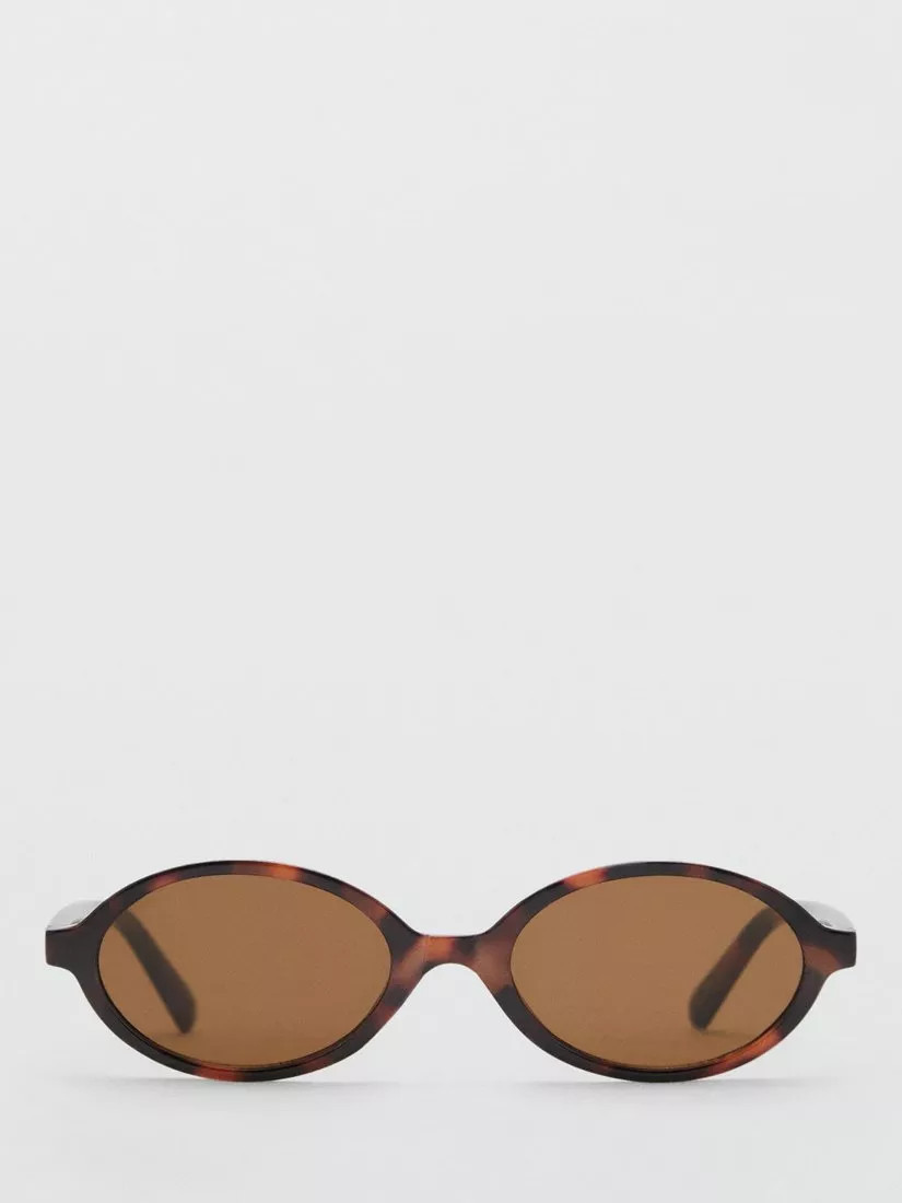 Mango Fita Oval Sunglasses, Brown/Multi | John Lewis (UK)