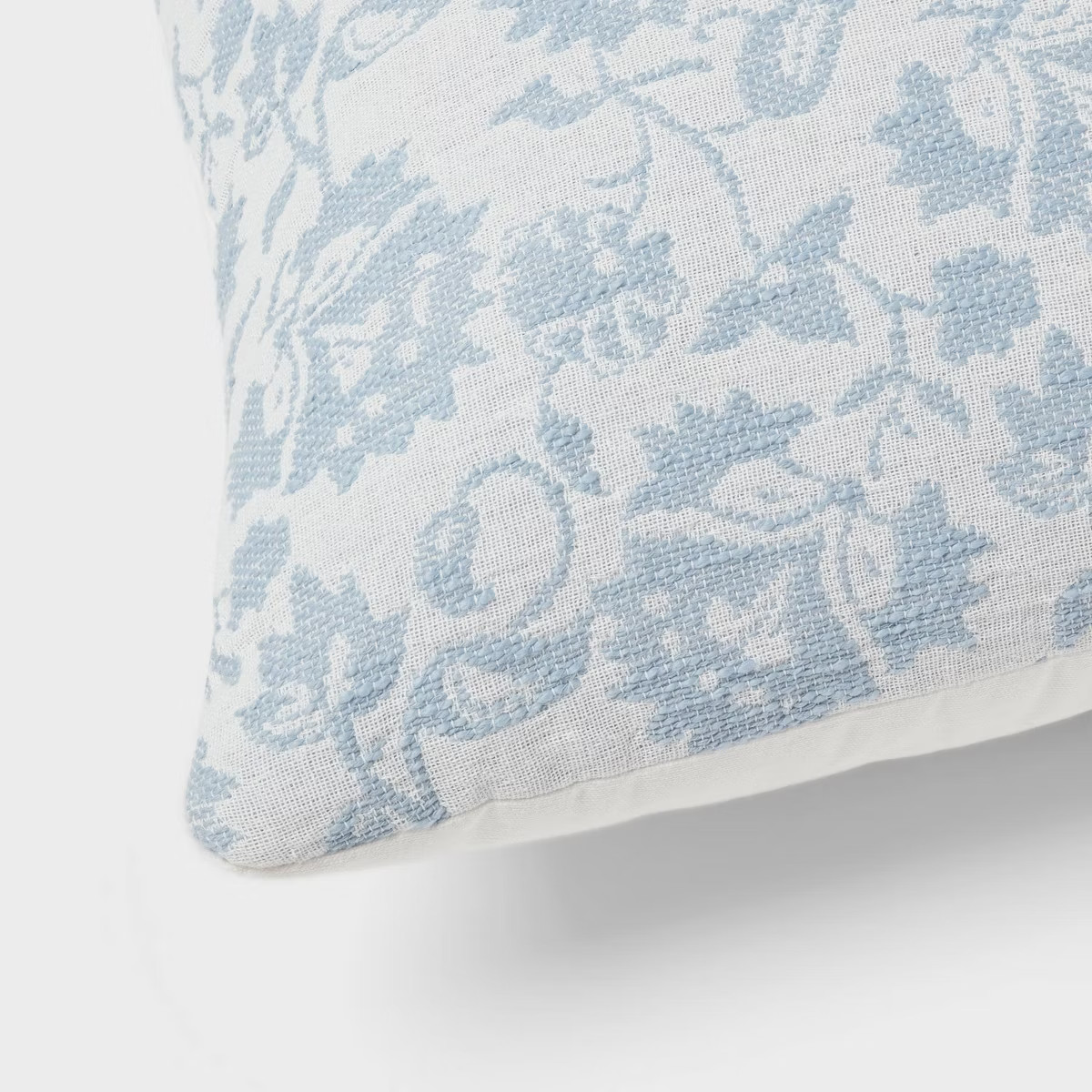 Woven Floral Decorative Pillow Euro Sky Blue - Threshold™: Cotton Fabric, Indoor Square Cushion... | Target