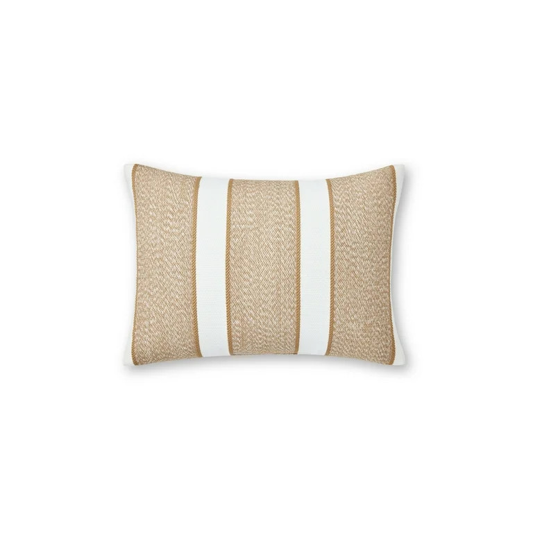 Better Homes & Gardens 18" x 13" Tan Texture Stripe Outdoor Pillow | Walmart (US)