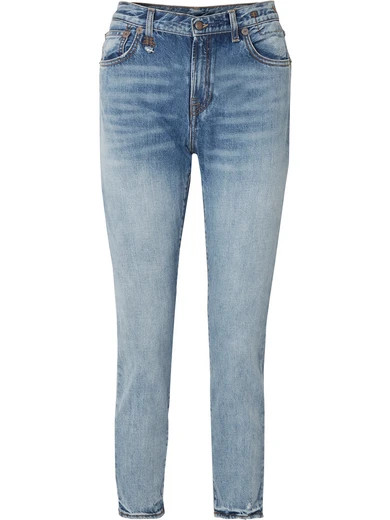 R13 - High-rise Straight-leg Jeans - Light denim | NET-A-PORTER (US)
