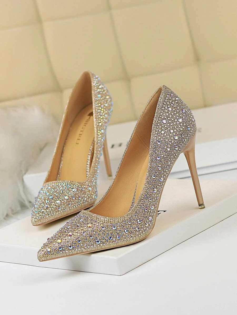 Rhinestone Decor Glitter Stiletto Heeled Court Pumps
   
      SKU: sx2202208148685557
          ... | SHEIN
