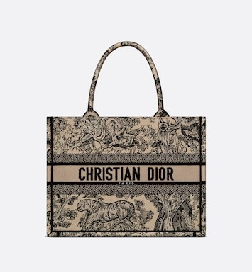 Medium Dior Book Tote Brown Toile de Jouy Embroidery (36 x 27.5 x 16.5 cm) | DIOR | Dior Couture