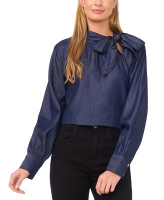 Women's Tie Collared Top | Macy's