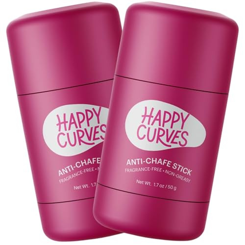 HAPPY CURVES Anti-Chafe Stick - Chafing and Friction Defense for Women, Ideal for Thighs, Underarms and More - Thigh Rub Protector and Chafing Balm, Perfect for Active, Non-Active Women (2 Pack) | Amazon (US)