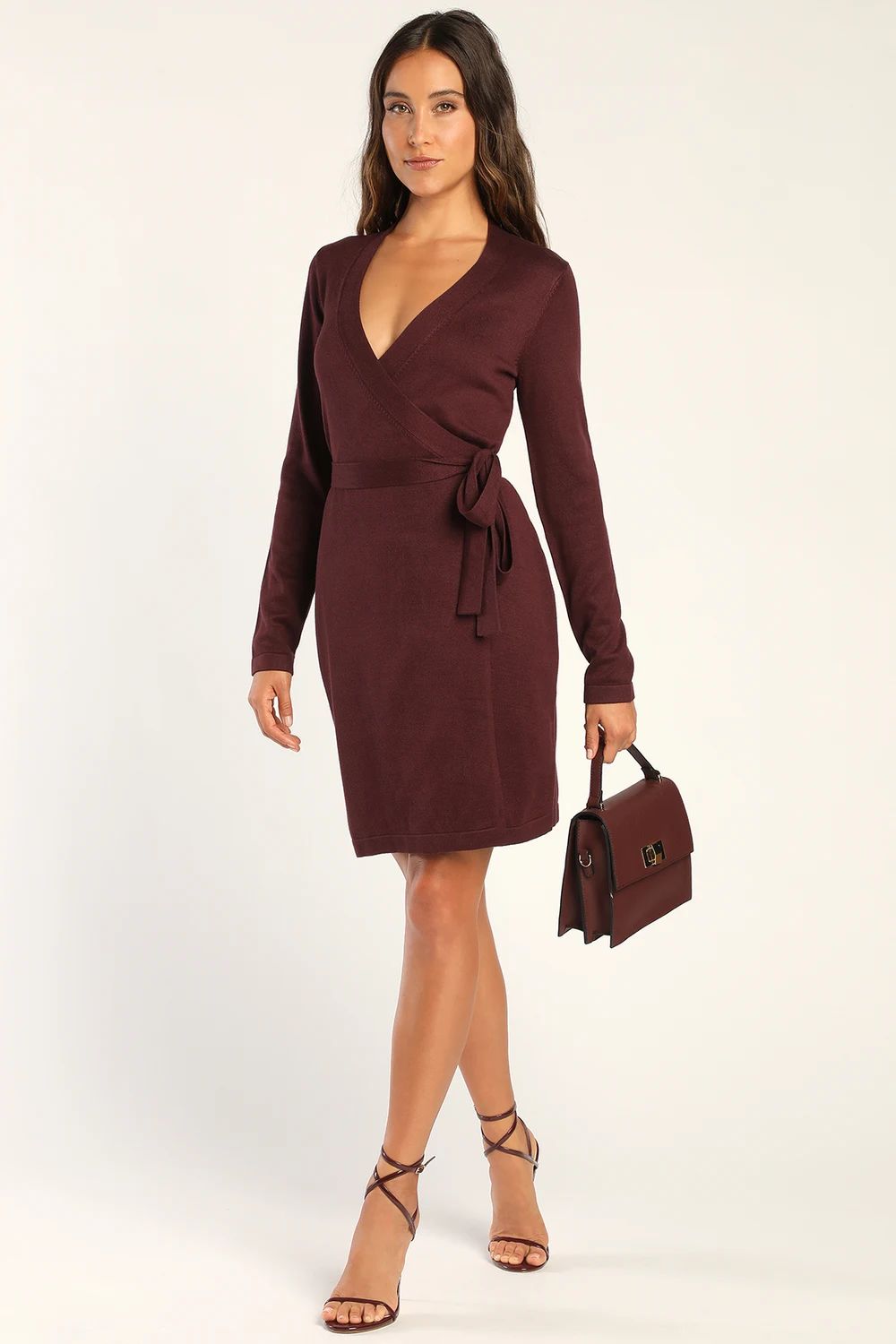 Literary Lover Plum Wrap Sweater Dress | Lulus (US)