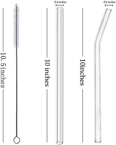 ALINK Glass Smoothie Straws, 10" x 10 mm Long Reusable Clear Drinking Straws for Smoothie, Milksh... | Amazon (US)