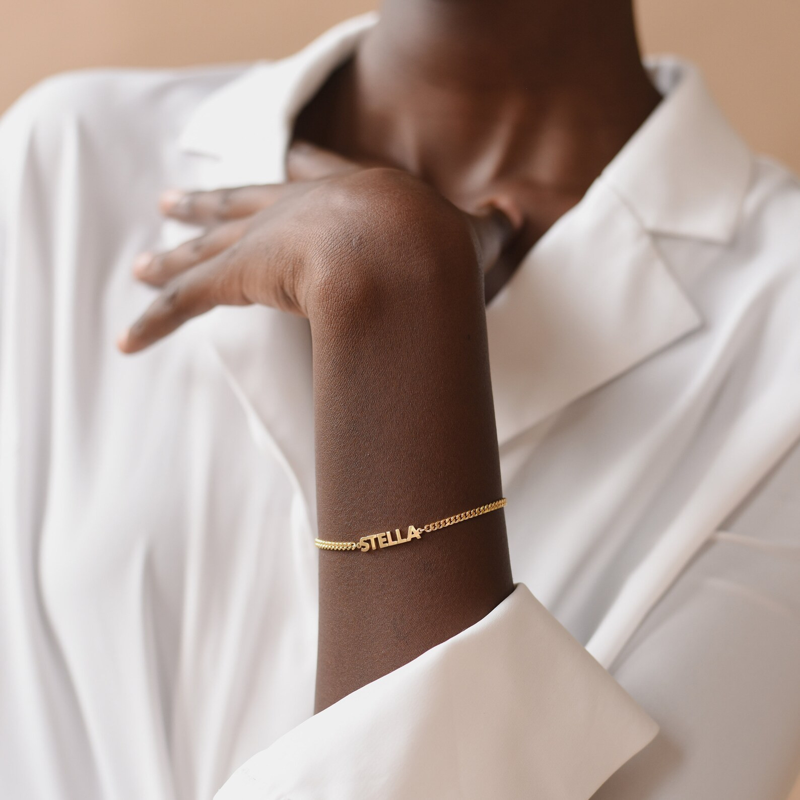 Custom Name Bracelet Bold Curb Chain  Simple Block Name | Etsy | Etsy (US)