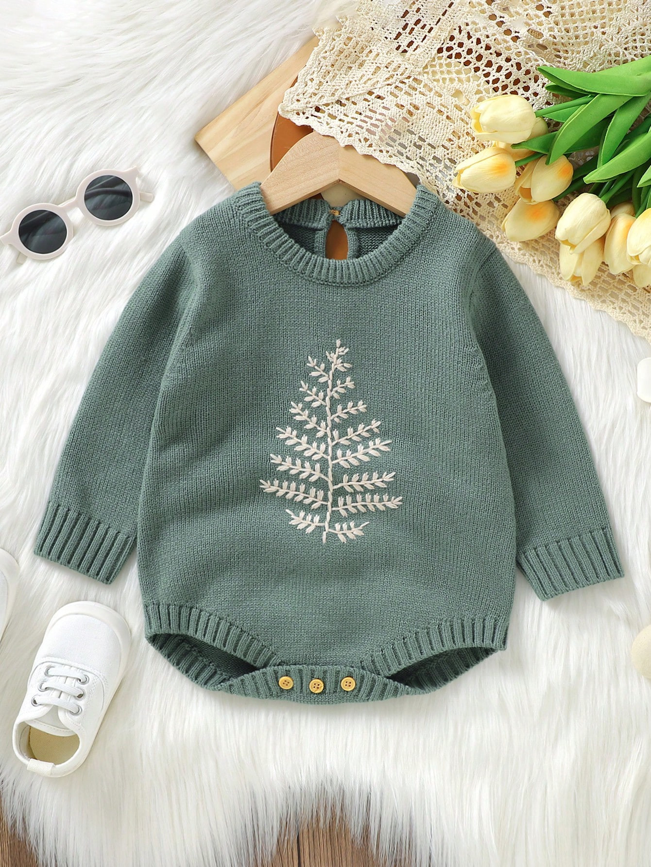 Baby Girl Tree Pattern Knit Bodysuit | SHEIN