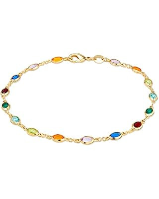 Barzel 18K Gold Plated Baguette Multi Stone Crystal Bracelet For Women- Made In Brazil | Amazon (US)