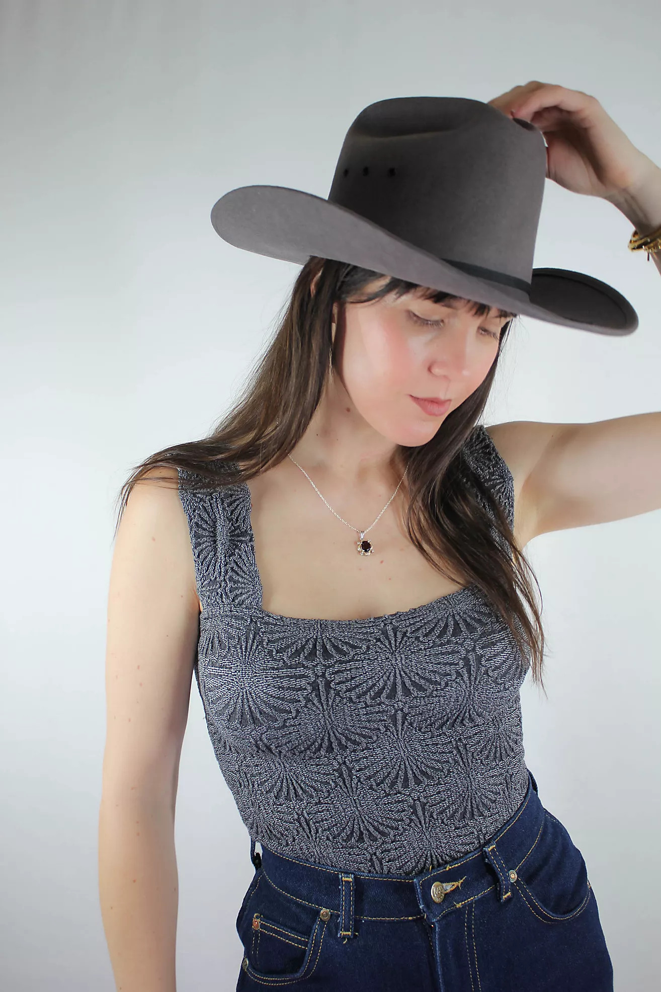 1970s Faux Suede Western Cowboy Hat Selected By Moons + Junes Vintage | Free People (Global - UK&FR Excluded)