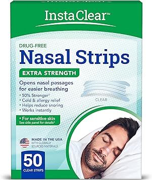Instaclear Extra-Strength Nasal Breathing Strips Clear 50 ct | Works Instantly, Nasal Congestion ... | Amazon (US)