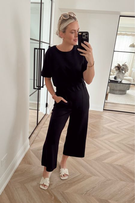 Cropped wide leg jumpsuit! SO comfy & soft it’s insane! 
2 colors - petite, reg and tall options. 
I’m wearing a small. 
Code: LILLIEXSPANX

Active wear. Day time look. Travel style. Romper. Jumpsuit. Spanx. 

#LTKstyletip #LTKfindsunder100