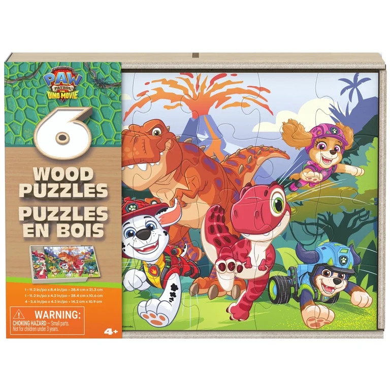 PAW Patrol: The Dino Movie 6-Pack Wood Puzzles Collection, 18-24 Pieces, Ages 4 and up | Walmart (US)