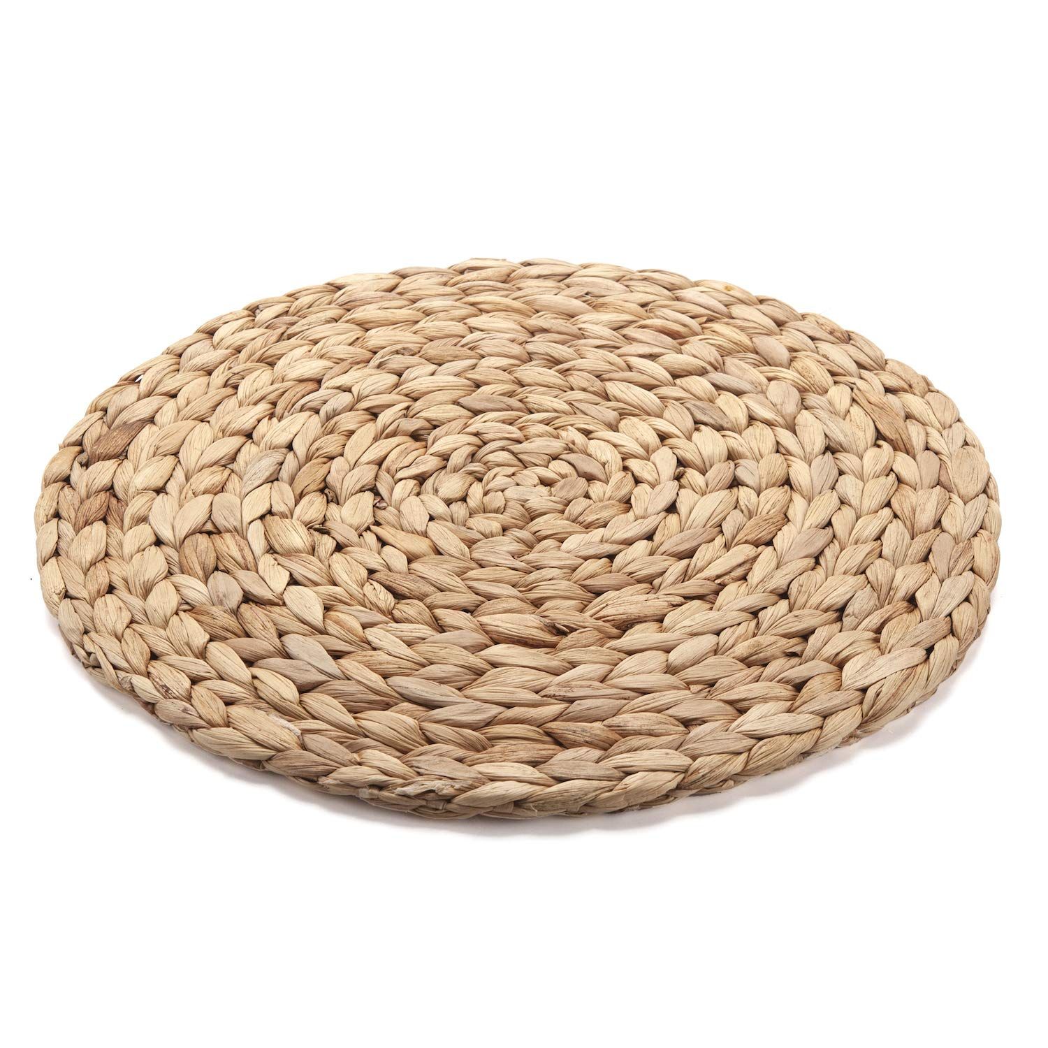 6 Pack, Natural Hand-Woven Water Hyacinth Placemats, Weave Round Place mats, Braided Straw Table Mat | Amazon (US)