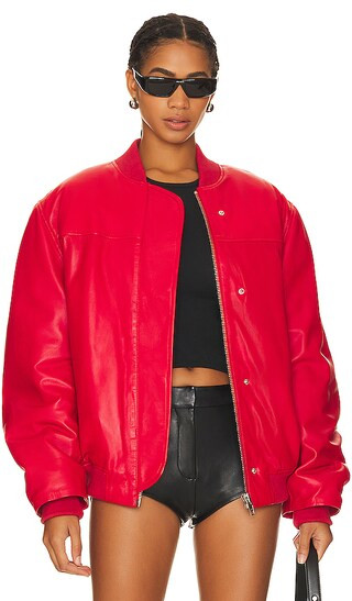 Leather Bomber Jacket in Red | Revolve Clothing (Global)