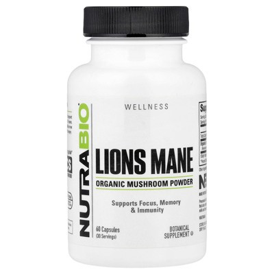 NutraBio Wellness, Organic Lions Mane, 60 Capsules (0.5 g per Capsule) | Target